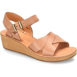 8/39. Korkease Womens Myrna leather Buckle sandals thick heel comfort sunmer